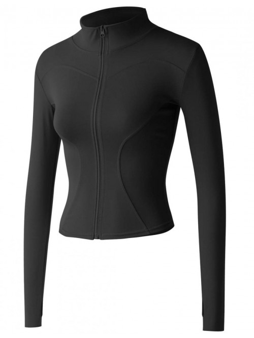 Women's Lightweight Stretchy Workout Full Zip Runn...