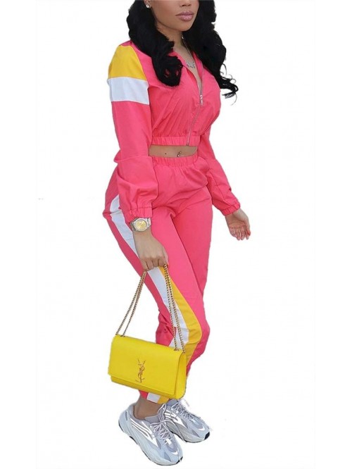 Women Casual Tracksuit 2 Piece Zip Top Jacket and ...