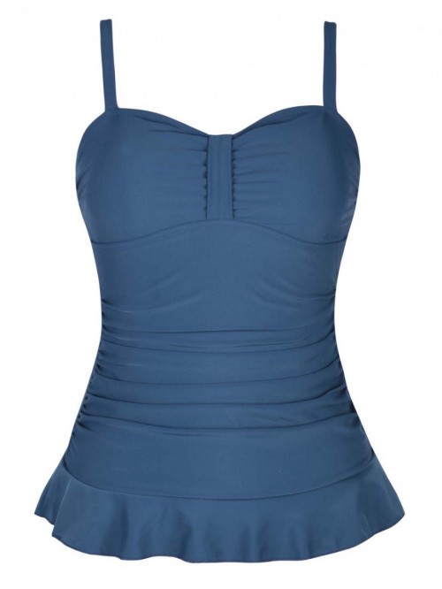 Women's 50's Retro Ruched Tankini Swimsuit Top wit...