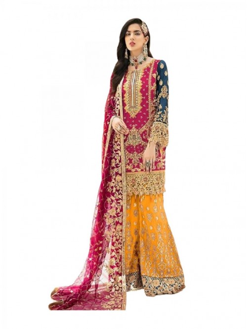 Indian Georgette Ready to Wear Heavy Bridal Sharar...