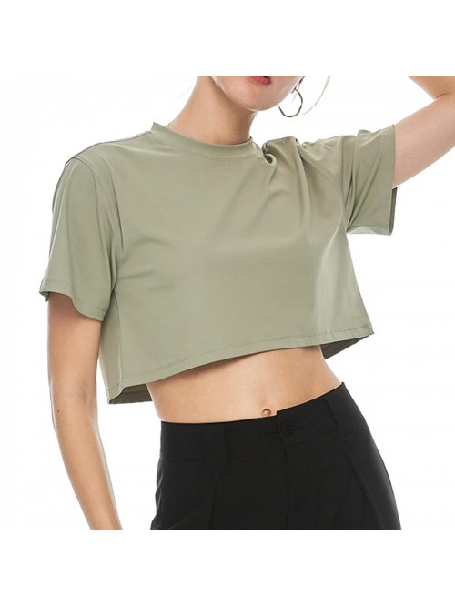 Women's Casual Short Sleeve Crew Neck Workout Crop...