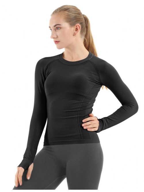 MathCat Seamless Workout Shirts for Women Long Sle...